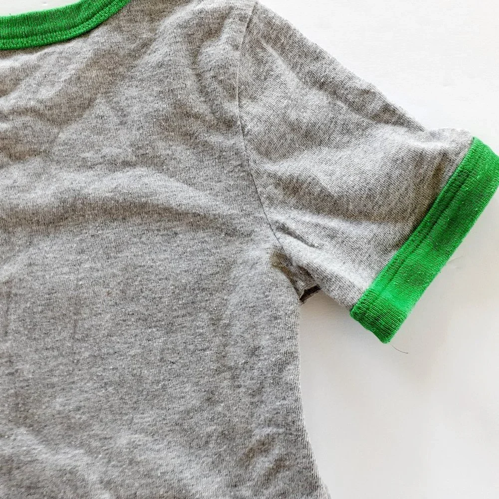 Old Navy Boys T-Shirt Gray Green Ringer Number 5 Short Sleeve 4T